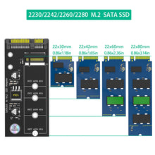 Load image into Gallery viewer, M.2 NGFF to SATA Adapter Card B Key/B &amp; M Key SSD Converter NGFF M2 to 2.5 Inch SATA III Drivers For NGFF M.2 2280 2260 2242 2230 SSD (Not for M.2 NVME)
