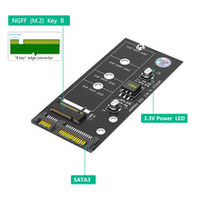 Load image into Gallery viewer, M.2 NGFF to SATA Adapter Card B Key/B &amp; M Key SSD Converter NGFF M2 to 2.5 Inch SATA III Drivers For NGFF M.2 2280 2260 2242 2230 SSD (Not for M.2 NVME)
