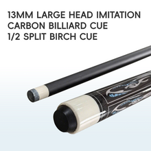 Load image into Gallery viewer, 1PC 147CM 13MM Large-Head Carbon Fiber Imitation Billiard Cue 1/2 Split Birch Wood Chinese 8-Ball Billiard Cue
