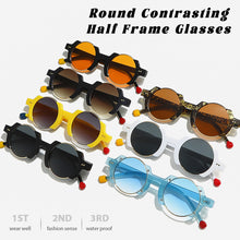 Load image into Gallery viewer, Half-frame Round Glasses Fashionable Personality Hip-hop Trend Flamboyant Sunglasses Contrasting Sunglasses
