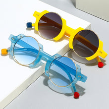 Load image into Gallery viewer, Half-frame Round Glasses Fashionable Personality Hip-hop Trend Flamboyant Sunglasses Contrasting Sunglasses

