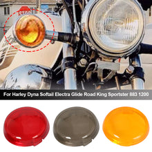 Load image into Gallery viewer, 2Pcs Motorcycle Indicator Turn Signal Light Lens Cover Caps For Harley Dyna Softail Electra Glide Road King Sportster 883 1200
