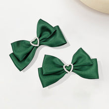 Load image into Gallery viewer, 2pcs Heart Shaped Bow Hair Clip Sweet Rhinestone Double Ponytail Headwear Kawaii Lolita Cosplay Headdress Jk Uniform Hair Accessory
