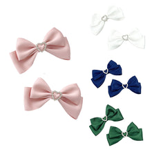 Load image into Gallery viewer, 2pcs Heart Shaped Bow Hair Clip Sweet Rhinestone Double Ponytail Headwear Kawaii Lolita Cosplay Headdress Jk Uniform Hair Accessory
