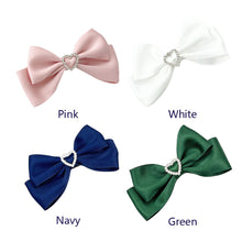 Load image into Gallery viewer, 2pcs Heart Shaped Bow Hair Clip Sweet Rhinestone Double Ponytail Headwear Kawaii Lolita Cosplay Headdress Jk Uniform Hair Accessory

