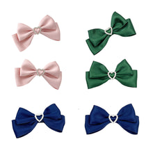 Load image into Gallery viewer, 2pcs Heart Shaped Bow Hair Clip Sweet Rhinestone Double Ponytail Headwear Kawaii Lolita Cosplay Headdress Jk Uniform Hair Accessory
