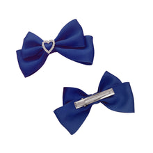 Load image into Gallery viewer, 2pcs Heart Shaped Bow Hair Clip Sweet Rhinestone Double Ponytail Headwear Kawaii Lolita Cosplay Headdress Jk Uniform Hair Accessory
