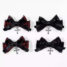 Load image into Gallery viewer, 2pcs Gothic Style Bow Hair Clip Sweet Cool Hair Accessories Cosplay Black Wine Red Lace Hair Alligator Clips Barrette
