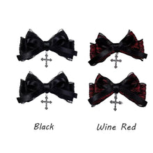 Load image into Gallery viewer, 2pcs Gothic Style Bow Hair Clip Sweet Cool Hair Accessories Cosplay Black Wine Red Lace Hair Alligator Clips Barrette
