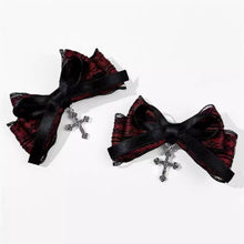 Load image into Gallery viewer, 2pcs Gothic Style Bow Hair Clip Sweet Cool Hair Accessories Cosplay Black Wine Red Lace Hair Alligator Clips Barrette
