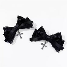 Load image into Gallery viewer, 2pcs Gothic Style Bow Hair Clip Sweet Cool Hair Accessories Cosplay Black Wine Red Lace Hair Alligator Clips Barrette
