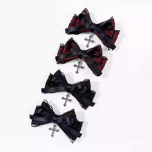 Load image into Gallery viewer, 2pcs Gothic Style Bow Hair Clip Sweet Cool Hair Accessories Cosplay Black Wine Red Lace Hair Alligator Clips Barrette
