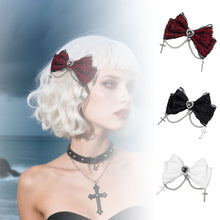 Load image into Gallery viewer, 1pc Gothic Style Bow Hair Clip Sweet Cool Hair Accessories Cosplay Black Wine Red Lace Hair Alligator Clips Barrette

