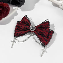 Load image into Gallery viewer, 1pc Gothic Style Bow Hair Clip Sweet Cool Hair Accessories Cosplay Black Wine Red Lace Hair Alligator Clips Barrette
