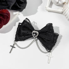 Load image into Gallery viewer, 1pc Gothic Style Bow Hair Clip Sweet Cool Hair Accessories Cosplay Black Wine Red Lace Hair Alligator Clips Barrette
