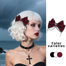 Load image into Gallery viewer, 1pc Gothic Style Bow Hair Clip Sweet Cool Hair Accessories Cosplay Black Wine Red Lace Hair Alligator Clips Barrette
