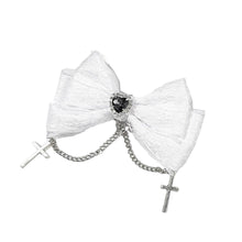 Load image into Gallery viewer, 1pc Gothic Style Bow Hair Clip Sweet Cool Hair Accessories Cosplay Black Wine Red Lace Hair Alligator Clips Barrette
