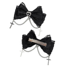 Load image into Gallery viewer, 1pc Gothic Style Bow Hair Clip Sweet Cool Hair Accessories Cosplay Black Wine Red Lace Hair Alligator Clips Barrette
