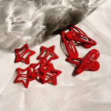 Load image into Gallery viewer, 10Pcs/Lot Red Star Snap Clip Girl Waterdrop Barrettes Side Hairpin Women Hair Clip Accessories Kawaii BB Clips Lovely Star Hairpins
