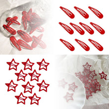 Load image into Gallery viewer, 10Pcs/Lot Red Star Snap Clip Girl Waterdrop Barrettes Side Hairpin Women Hair Clip Accessories Kawaii BB Clips Lovely Star Hairpins

