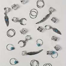 Load image into Gallery viewer, 31pcs Turquoise Pendant Dreadlock Hair Beads Alloy Feather Hair Braid Rings For Girls Women Stylish Bohemian Hair Jewelry Locks for Braids Hair Accessories
