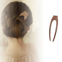 Load image into Gallery viewer, Chinese Style Cat Pattern Wooden U Shaped Hair Sticks for Hanfu Hairpin Headwear Headpieces Hair Accessories
