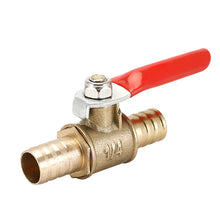 Load image into Gallery viewer, 1/4 Small Valve 6mm 8mm 10mm 12mm Hose Barb Inline Brass Water Oil Air Gas Faucet Shutoff Fuel Line Ball Valve Pipe Fittings with Red Handle
