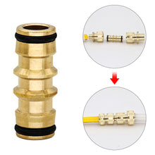 Load image into Gallery viewer, 1pc Garden Brass Hose 2 Way Connector Joiner Coupler Watering Water Pipe Tap Male Water Pipe Repair Extension Joint
