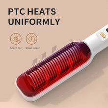 Load image into Gallery viewer, EU/US/UK/AU Plug Negative Ion Hair Straightener Brush 2-in-1 Anti-Damage Ionic Hair Styler Fast Heating Frizz Control Portable for Lazy Girls
