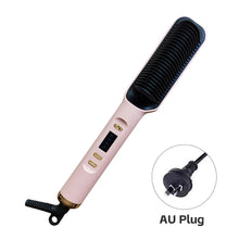 Load image into Gallery viewer, EU/US/UK/AU Plug Negative Ion Hair Straightener Brush 2-in-1 Anti-Damage Ionic Hair Styler Fast Heating Frizz Control Portable for Lazy Girls

