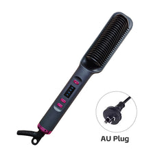 Load image into Gallery viewer, EU/US/UK/AU Plug Negative Ion Hair Straightener Brush 2-in-1 Anti-Damage Ionic Hair Styler Fast Heating Frizz Control Portable for Lazy Girls
