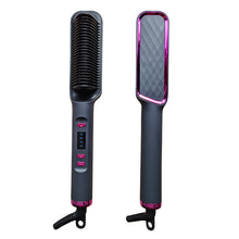 Load image into Gallery viewer, EU/US/UK/AU Plug Negative Ion Hair Straightener Brush 2-in-1 Anti-Damage Ionic Hair Styler Fast Heating Frizz Control Portable for Lazy Girls
