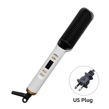 Load image into Gallery viewer, EU/US/UK/AU Plug Negative Ion Hair Straightener Brush 2-in-1 Anti-Damage Ionic Hair Styler Fast Heating Frizz Control Portable for Lazy Girls
