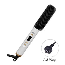 Load image into Gallery viewer, EU/US/UK/AU Plug Negative Ion Hair Straightener Brush 2-in-1 Anti-Damage Ionic Hair Styler Fast Heating Frizz Control Portable for Lazy Girls
