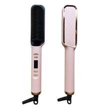 Load image into Gallery viewer, EU/US/UK/AU Plug Negative Ion Hair Straightener Brush 2-in-1 Anti-Damage Ionic Hair Styler Fast Heating Frizz Control Portable for Lazy Girls
