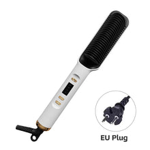 Load image into Gallery viewer, EU/US/UK/AU Plug Negative Ion Hair Straightener Brush 2-in-1 Anti-Damage Ionic Hair Styler Fast Heating Frizz Control Portable for Lazy Girls
