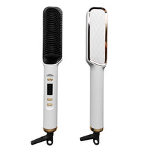 Load image into Gallery viewer, EU/US/UK/AU Plug Negative Ion Hair Straightener Brush 2-in-1 Anti-Damage Ionic Hair Styler Fast Heating Frizz Control Portable for Lazy Girls
