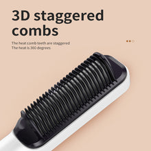 Load image into Gallery viewer, EU/US/UK/AU Plug Negative Ion Hair Straightener Brush 2-in-1 Anti-Damage Ionic Hair Styler Fast Heating Frizz Control Portable for Lazy Girls
