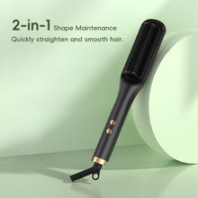 Load image into Gallery viewer, EU/US/UK/AU Plug Negative Ion 2-in-1 Straightening &amp; Curling Comb Shine Enhancing Temperature Frizz Control Lazy Girl Hair Styling Tool
