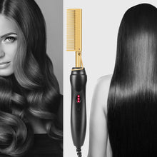 Load image into Gallery viewer, US/EU/UK Plug 2-in-1 Straightening &amp; Curling Comb Fast Heating Hair Brush Frizz Control Salon Quality Beauty Girl Hair Styling Tool
