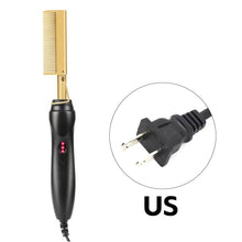 Load image into Gallery viewer, US/EU/UK Plug 2-in-1 Straightening &amp; Curling Comb Fast Heating Hair Brush Frizz Control Salon Quality Beauty Girl Hair Styling Tool
