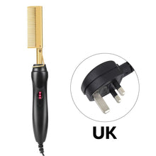Load image into Gallery viewer, US/EU/UK Plug 2-in-1 Straightening &amp; Curling Comb Fast Heating Hair Brush Frizz Control Salon Quality Beauty Girl Hair Styling Tool

