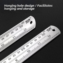 Load image into Gallery viewer, 6/8/12Inch Dual-Read Ruler Dual-Scale Heavy-Duty Precision Professional Drafting Steel Ruler Office Stationery
