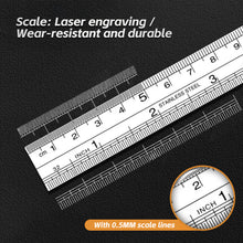 Load image into Gallery viewer, 6/8/12Inch Dual-Read Ruler Dual-Scale Heavy-Duty Precision Professional Drafting Steel Ruler Office Stationery
