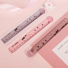 Load image into Gallery viewer, Cute Cat Paw Ruler Kawaii Portable Aesthetic Stationery Scale Transparent Lightweight Ruler for Kids Student Stationery
