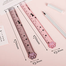 Load image into Gallery viewer, Cute Cat Paw Ruler Kawaii Portable Aesthetic Stationery Scale Transparent Lightweight Ruler for Kids Student Stationery
