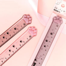 Load image into Gallery viewer, Cute Cat Paw Ruler Kawaii Portable Aesthetic Stationery Scale Transparent Lightweight Ruler for Kids Student Stationery
