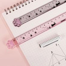 Load image into Gallery viewer, Cute Cat Paw Ruler Kawaii Portable Aesthetic Stationery Scale Transparent Lightweight Ruler for Kids Student Stationery
