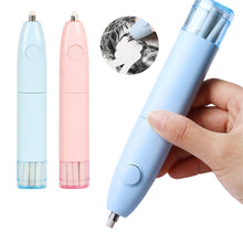 Load image into Gallery viewer, Electric Sketch Eraser Pen with 10pcs Refills Auto Rotating Battery-Powered for Artists/Drawing Students Sketching Highlighter Erase Pencil Tool
