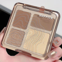 Load image into Gallery viewer, Natural Stereoscopic Face Highlight Shadow Makeup Powder Palette Matte Bronzer Contour Shading Four-color Multifunctional Highlighter Cosmetic
